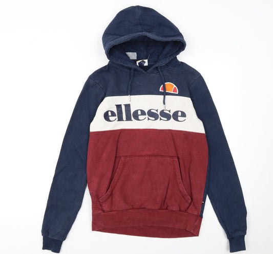 Ellesse Womens Navy Burgundy Colourblock Logo Hoodie Size 8