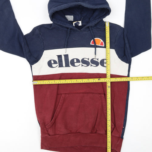 Ellesse Womens Navy Burgundy Colourblock Logo Hoodie Size 8