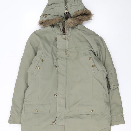 Celtic Boys Green Hooded Faux Fur Lined Parka Coat XL