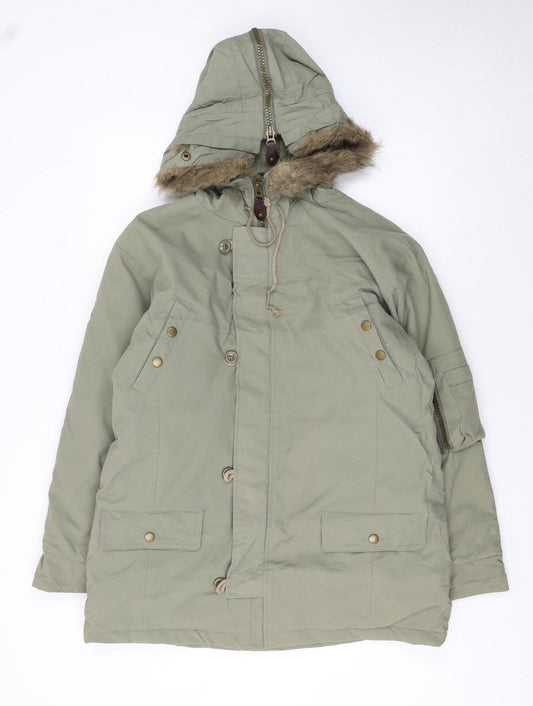 Celtic Boys Green Hooded Faux Fur Lined Parka Coat XL