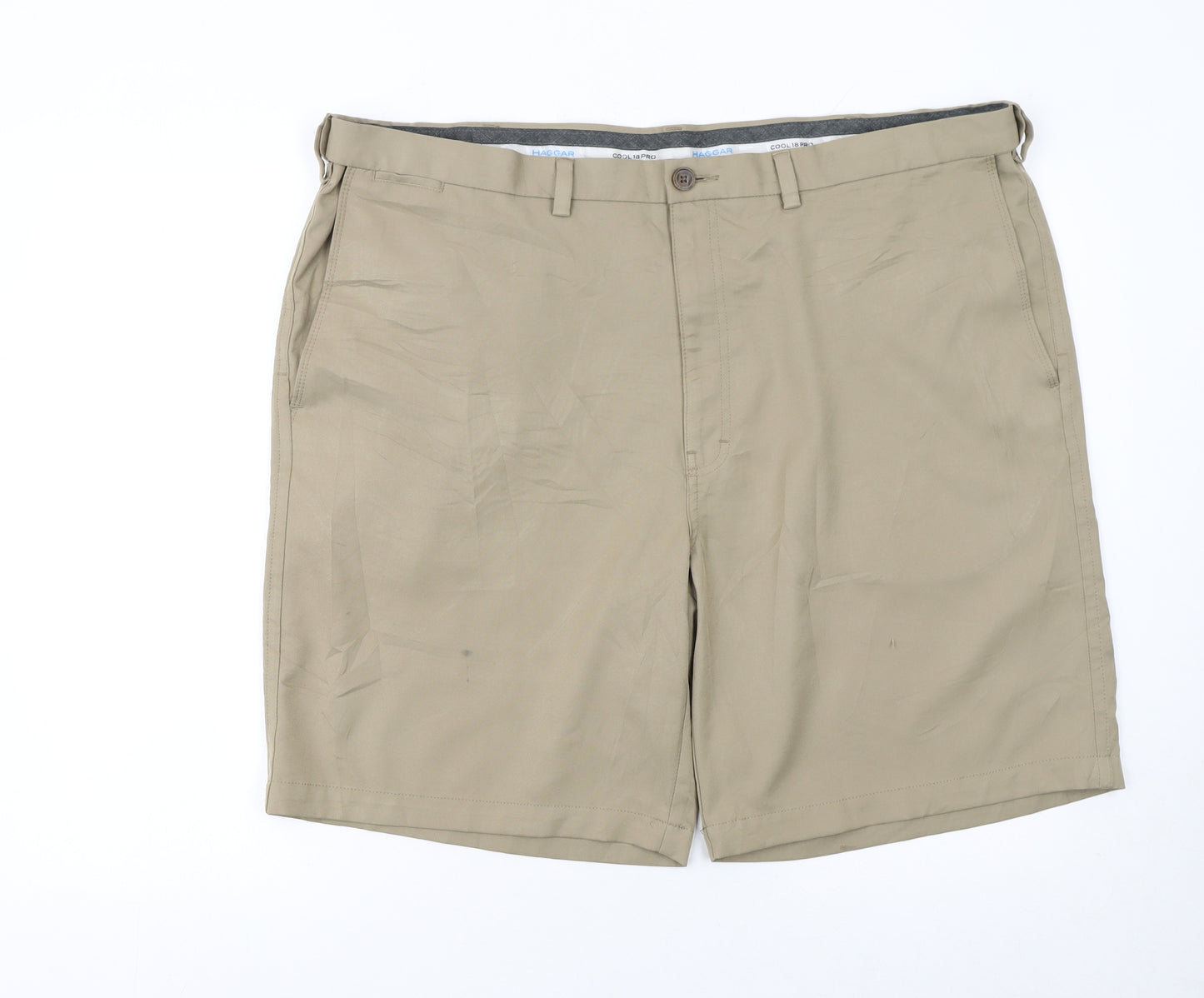 Haggar Men's Beige Chino Shorts Size 44 Regular Fit Polyester