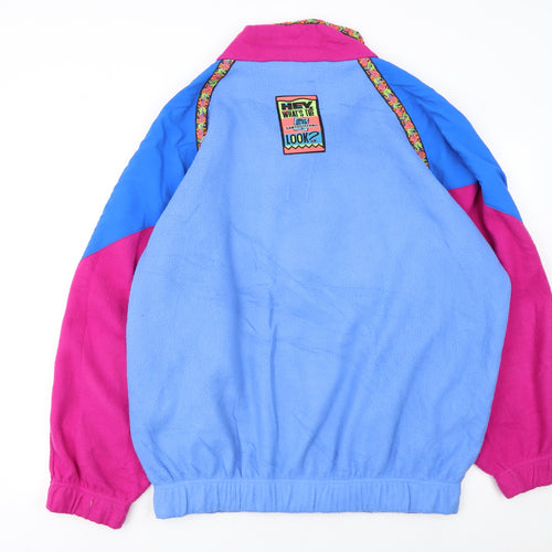 Santos Tenho Womens Blue Pink Fleece Pullover Hoodie XL Colourblock Retro