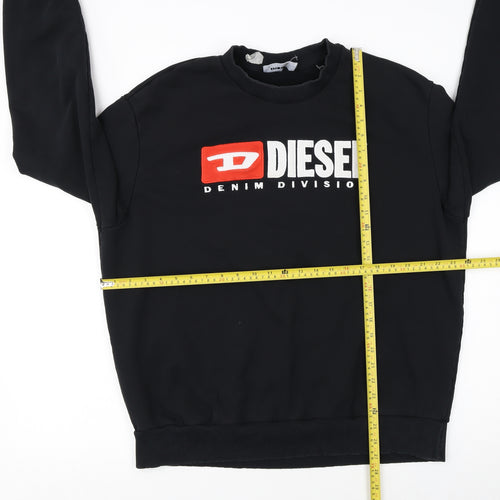 Diesel Men's Black 2XL Pullover Sweatshirt with Logo Embroidery