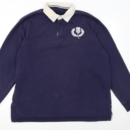 SAXNET Men’s Blue 3XL Long Sleeve Cotton Polo Shirt with Embroidered Crest