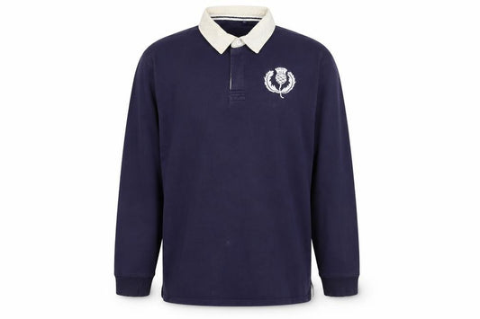 Front view of SAXNET Men’s Blue 3XL Long Sleeve Cotton Polo Shirt with Embroidered Crest