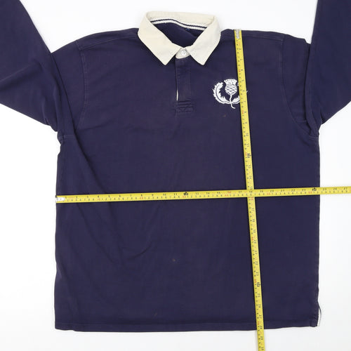 SAXNET Men’s Blue 3XL Long Sleeve Cotton Polo Shirt with Embroidered Crest