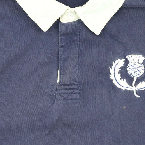SAXNET Men’s Blue 3XL Long Sleeve Cotton Polo Shirt with Embroidered Crest