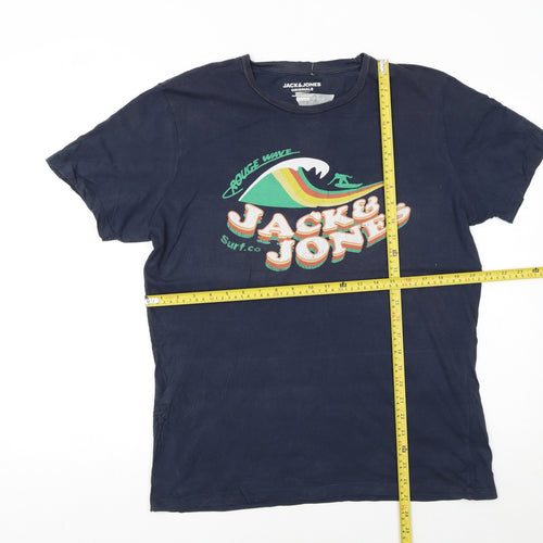 Jack & Jones Men's Blue Surf Graphic Regular Fit T-Shirt L
