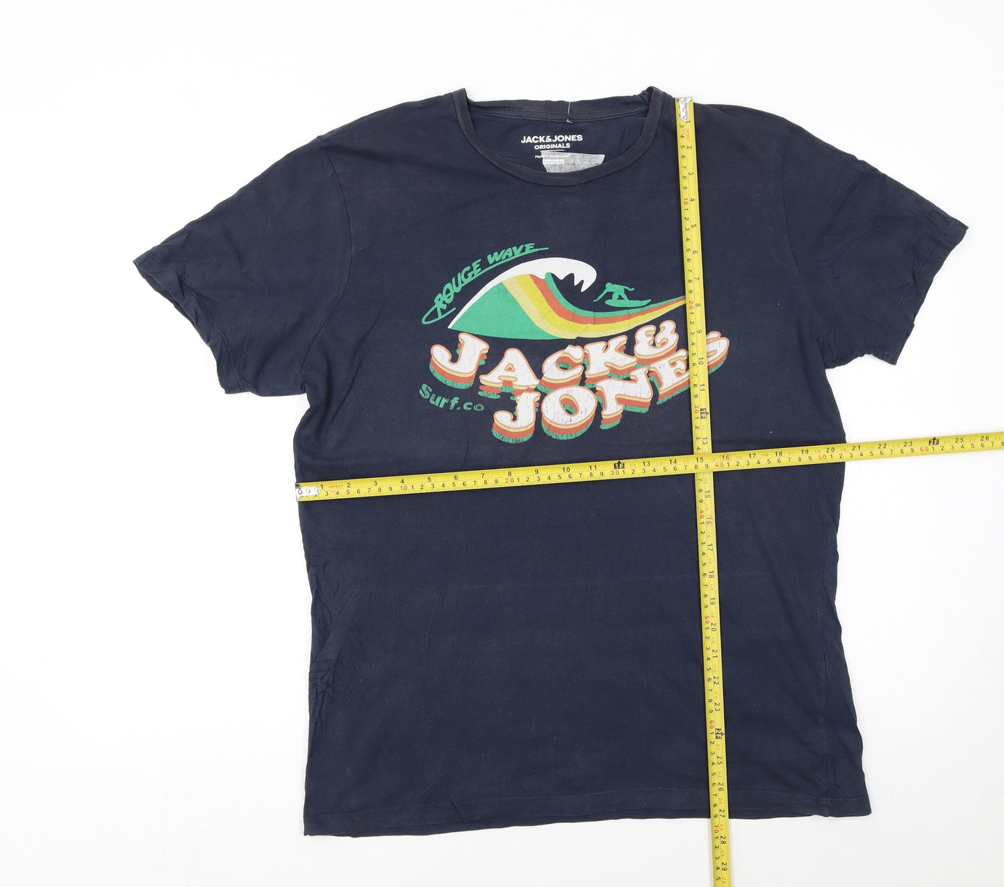Jack & Jones Men's Blue Surf Graphic Regular Fit T-Shirt L