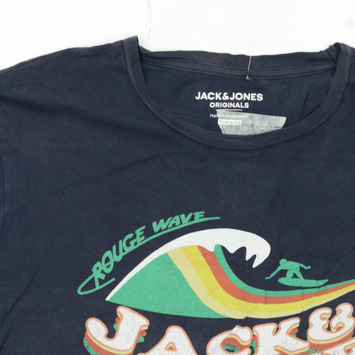 Jack & Jones Men's Blue Surf Graphic Regular Fit T-Shirt L