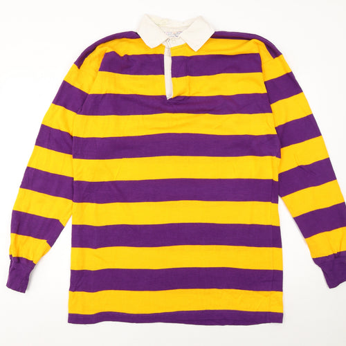 Europa Men's Multicoloured Striped Long Sleeve Rugby Polo XL