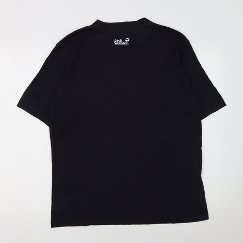 Jack Wolfskin Men’s Black Cotton Crew Neck Graphic T-Shirt Size M