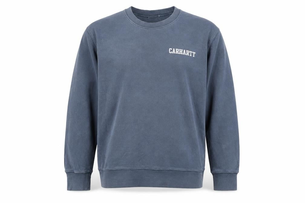 Front view of Carhartt Men's Blue Cotton Pullover Sweatshirt S