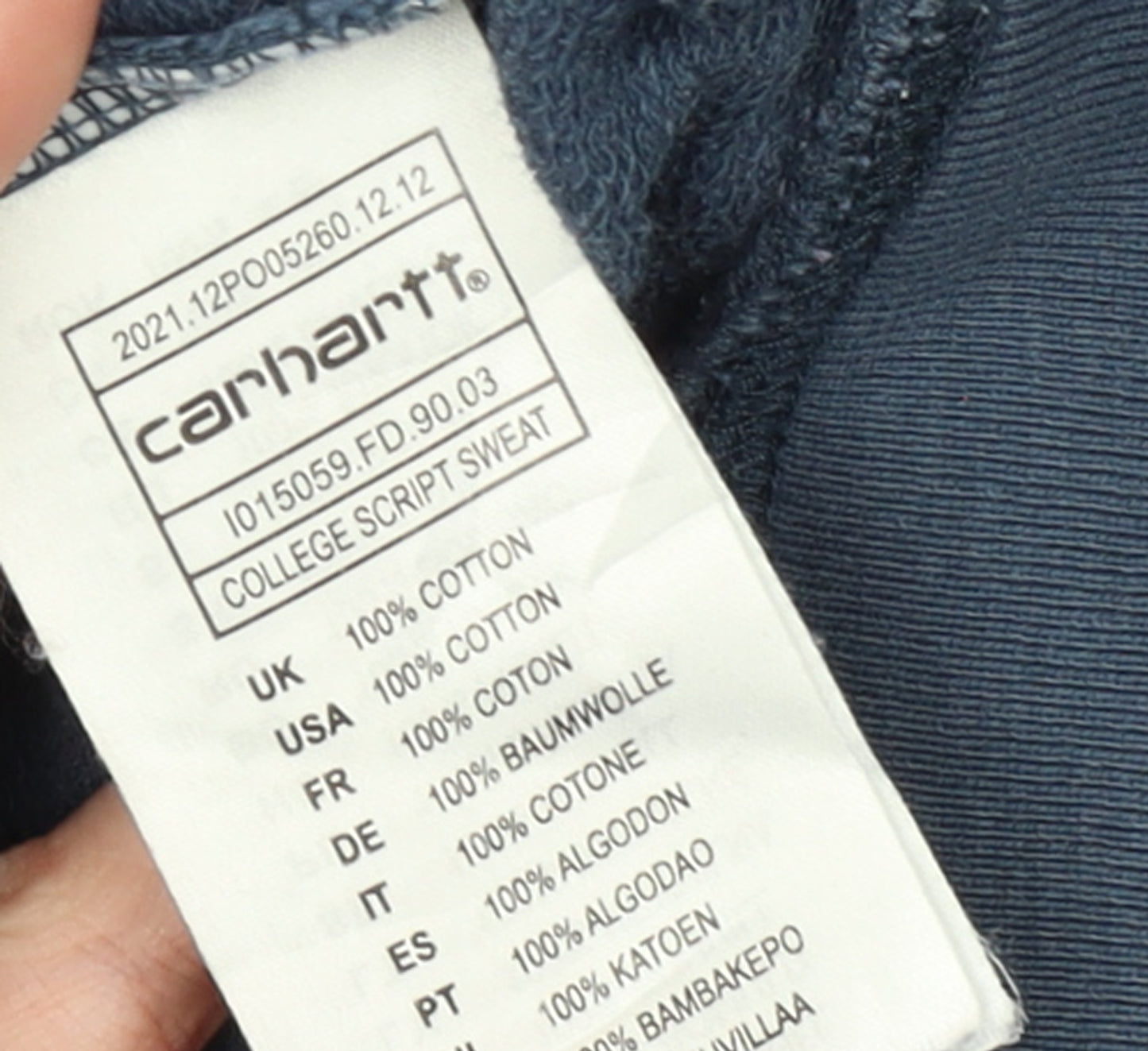 Carhartt Men's Blue Cotton Pullover Sweatshirt S