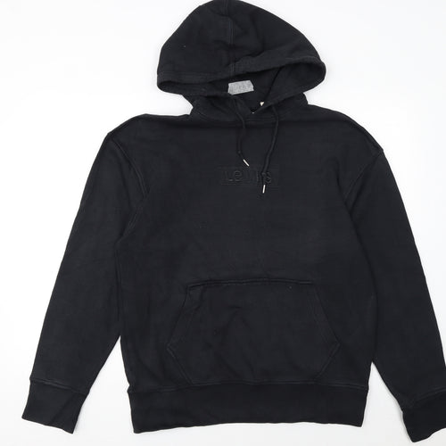 Levi's Men's Black Pullover Hoodie Size S Logo Fleece Sweatshirt