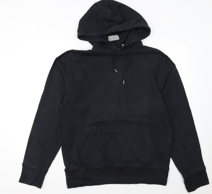 Levi's Men's Black Pullover Hoodie Size S Logo Fleece Sweatshirt