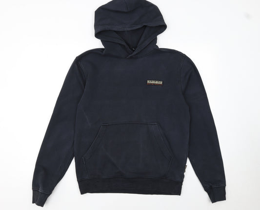 Napapijri Men's Blue Pullover Hoodie Size S Regular Fit Cotton Blend