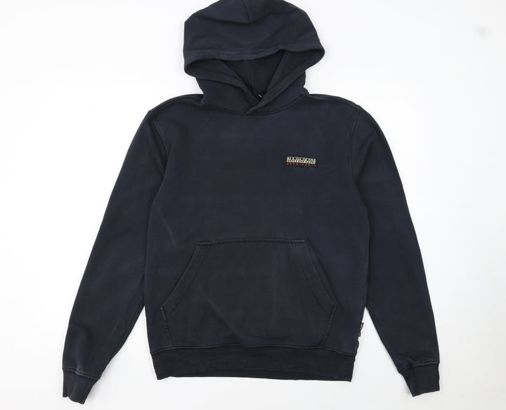Napapijri Men's Blue Pullover Hoodie Size S Regular Fit Cotton Blend