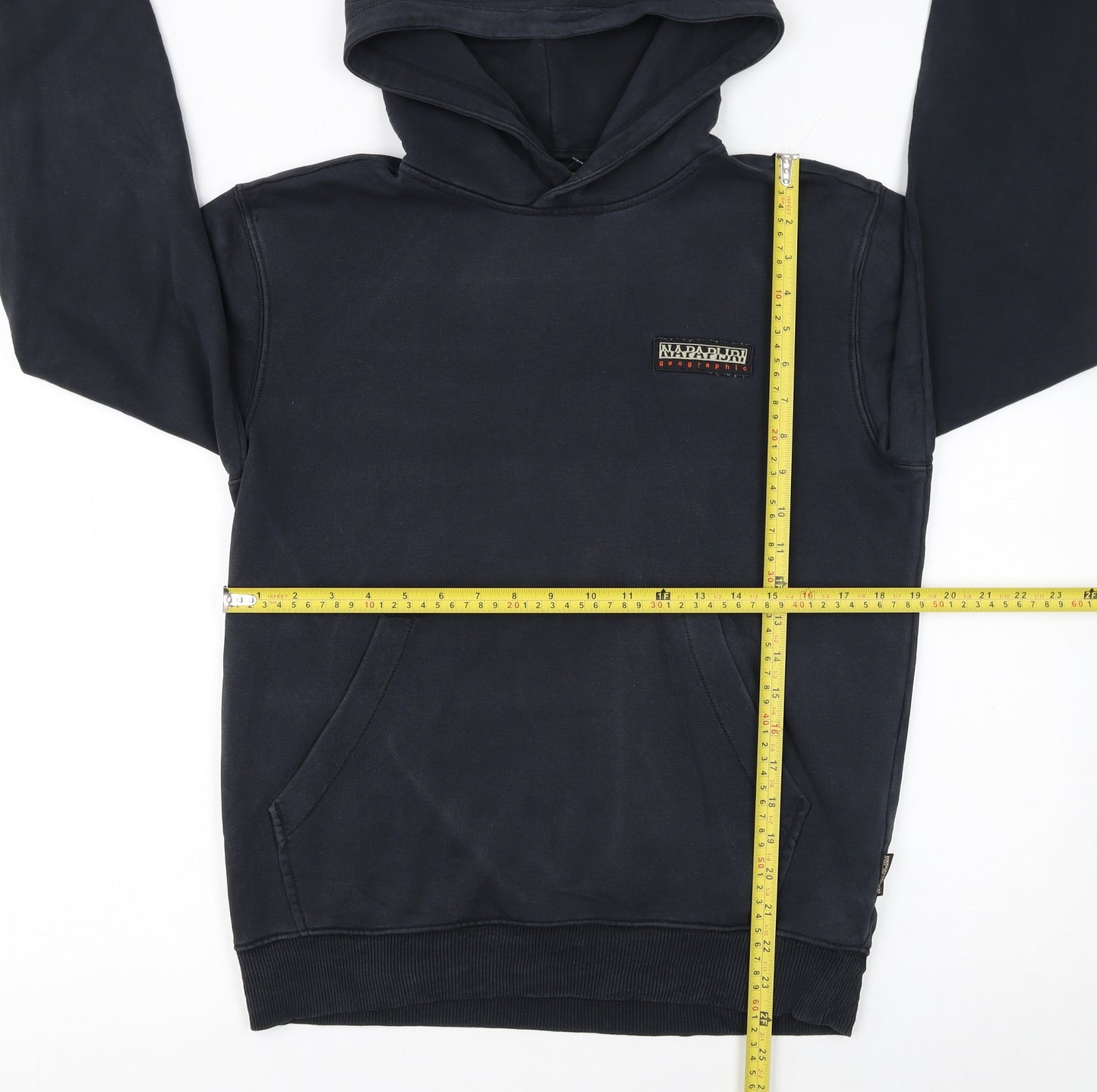 Napapijri Men's Blue Pullover Hoodie Size S Regular Fit Cotton Blend