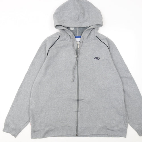 Reebok Men’s Grey Full Zip Hoodie M Regular Fit Sportswear