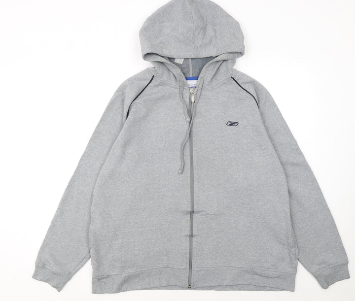 Reebok Men’s Grey Full Zip Hoodie M Regular Fit Sportswear