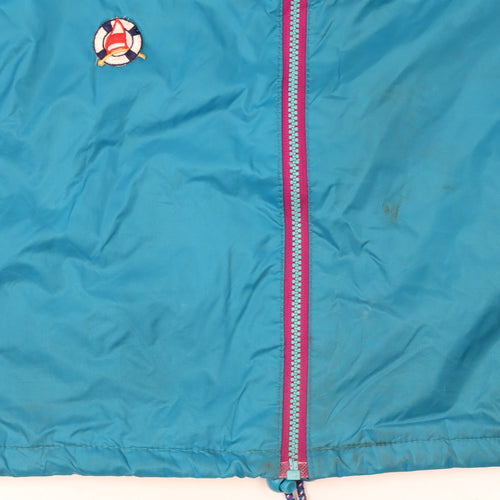 Jeantex Women's Blue Lightweight Hooded Windbreaker Jacket Size 16