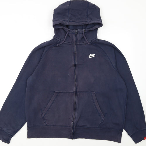 Nike Men's Blue Full Zip Hoodie XL Fleece Cotton Blend