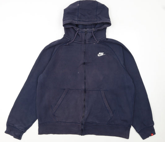 Nike Men's Blue Full Zip Hoodie XL Fleece Cotton Blend