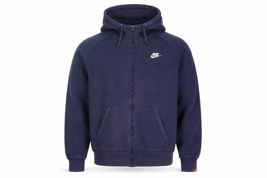 Front view of Nike Men's Blue Full Zip Hoodie XL Fleece Cotton Blend