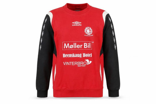 Front view of Umbro Men’s Red Black DFI Football Klub Sweatshirt, size M