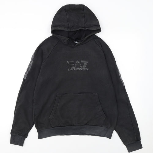 EA7 Emporio Armani Women's Black Pullover Hoodie Size S Cotton Blend