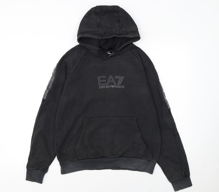 EA7 Emporio Armani Women's Black Pullover Hoodie Size S Cotton Blend