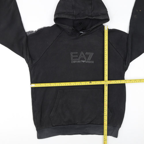 EA7 Emporio Armani Women's Black Pullover Hoodie Size S Cotton Blend