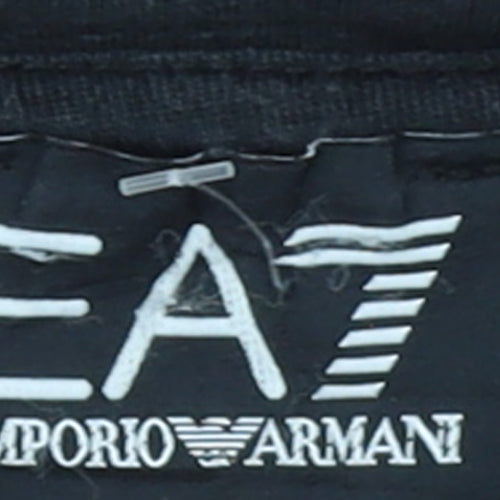 EA7 Emporio Armani Women's Black Pullover Hoodie Size S Cotton Blend