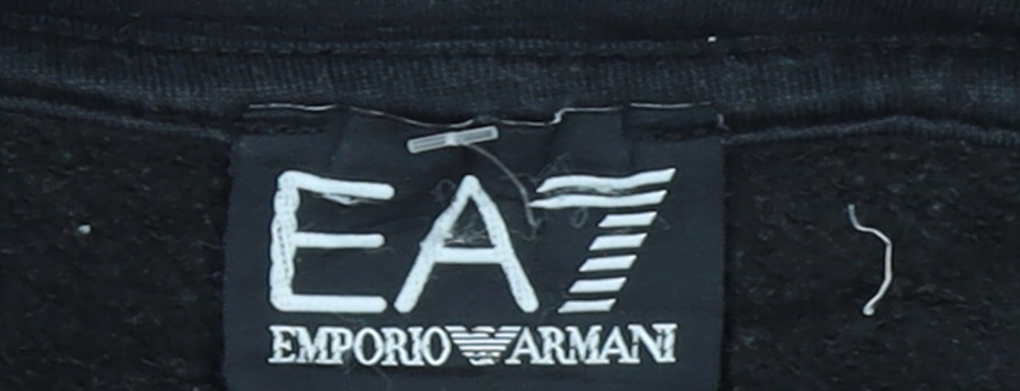 EA7 Emporio Armani Women's Black Pullover Hoodie Size S Cotton Blend