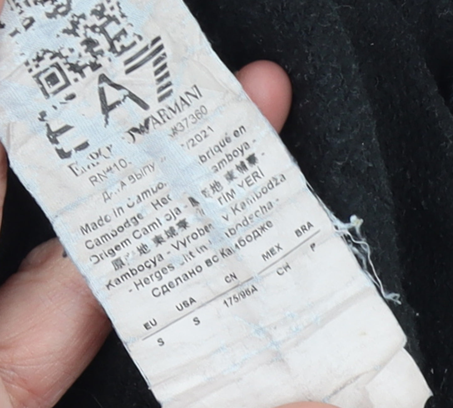 EA7 Emporio Armani Women's Black Pullover Hoodie Size S Cotton Blend