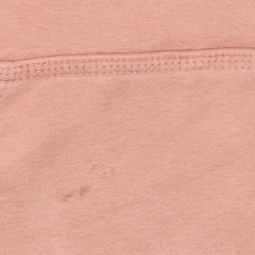 Adidas Women Pink Hoodie UK10 Pullover Cotton Blend Logo Hooded Sweatshirt