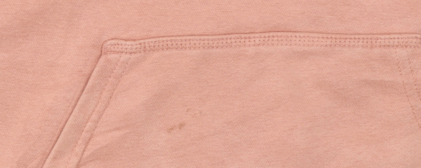Adidas Women Pink Hoodie UK10 Pullover Cotton Blend Logo Hooded Sweatshirt
