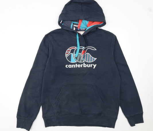 Canterbury Men's Blue Pullover Logo Hoodie Size L Rugby Sweatshirt