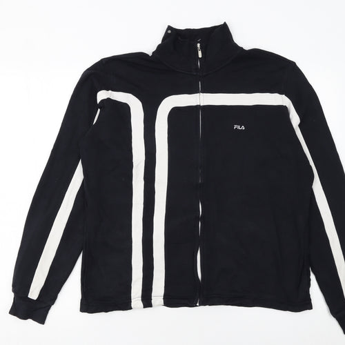 Fila Womens Black XL Track Jacket Full Zip Cotton Sportswear