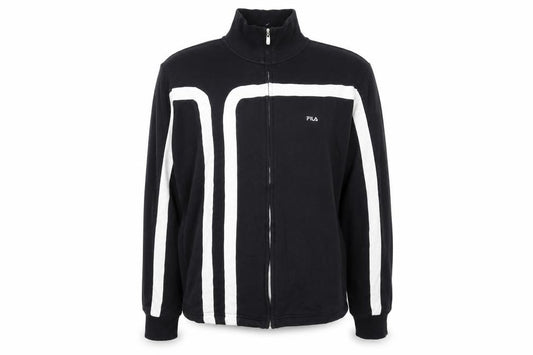 Front view of Fila women’s black xl track jacket full zip cotton sportswear