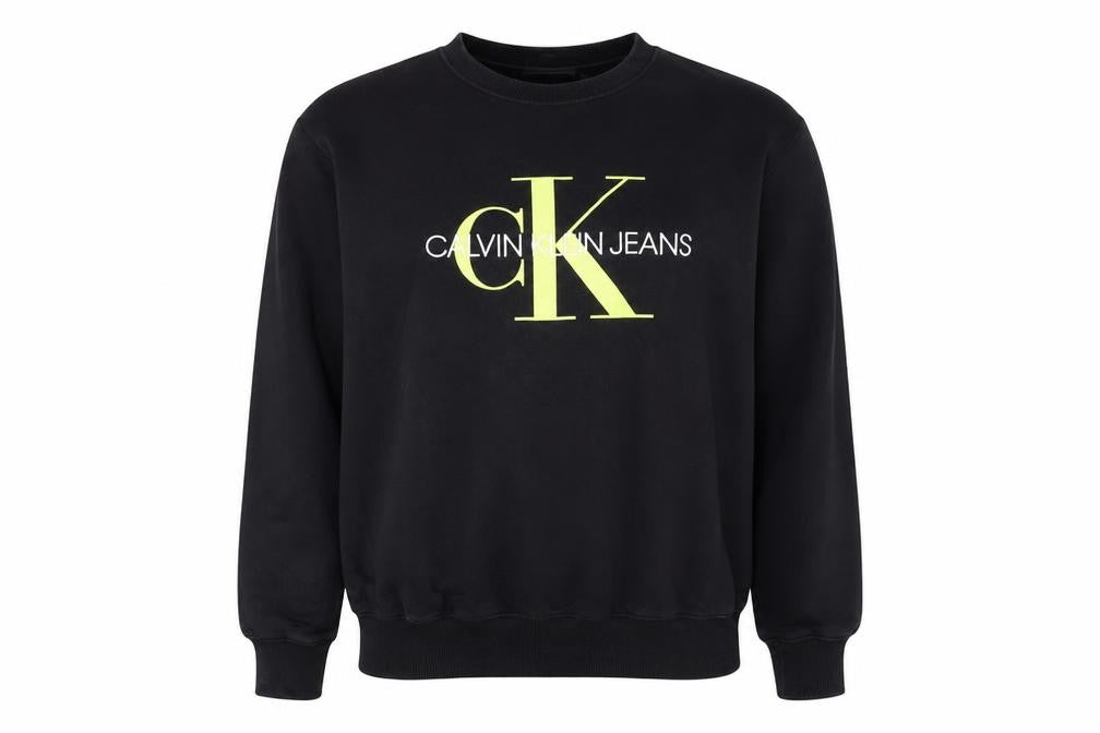 Front view of Calvin Klein Jeans Men’s Black Logo Sweatshirt, size S