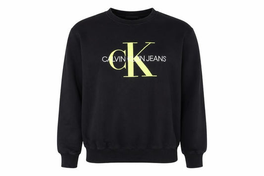 Front view of Calvin Klein Jeans Men’s Black Logo Sweatshirt, size S