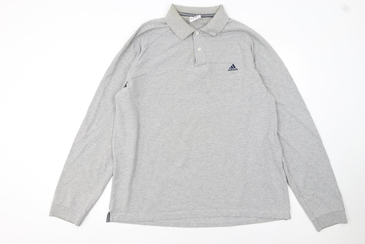 Adidas Men's Grey Long Sleeve Polo Shirt XL Cotton Blend