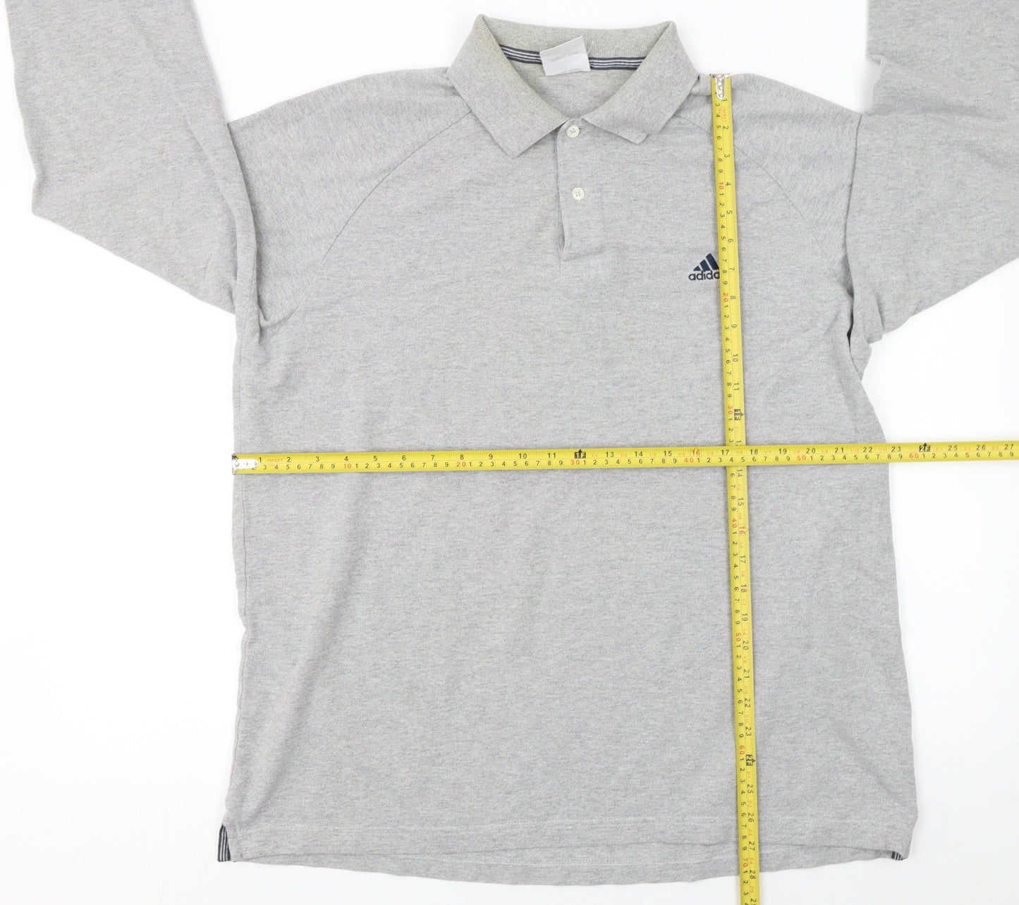 Adidas Men's Grey Long Sleeve Polo Shirt XL Cotton Blend