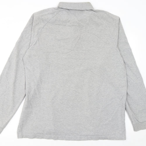 Adidas Men's Grey Long Sleeve Polo Shirt XL Cotton Blend