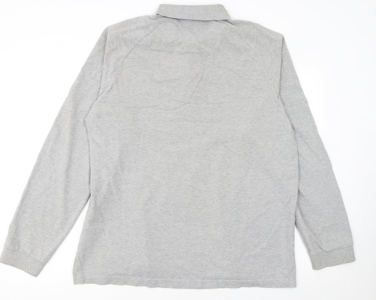 Adidas Men's Grey Long Sleeve Polo Shirt XL Cotton Blend