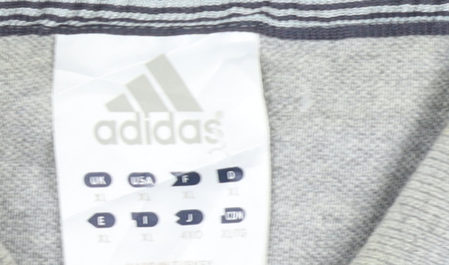 Adidas Men's Grey Long Sleeve Polo Shirt XL Cotton Blend