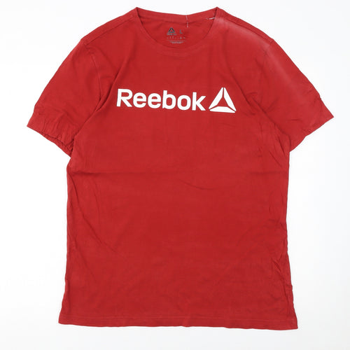 Reebok Men's Red Cotton Crew Neck Sports T-Shirt Size L