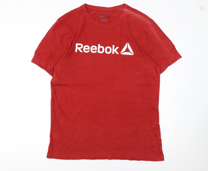 Reebok Men's Red Cotton Crew Neck Sports T-Shirt Size L